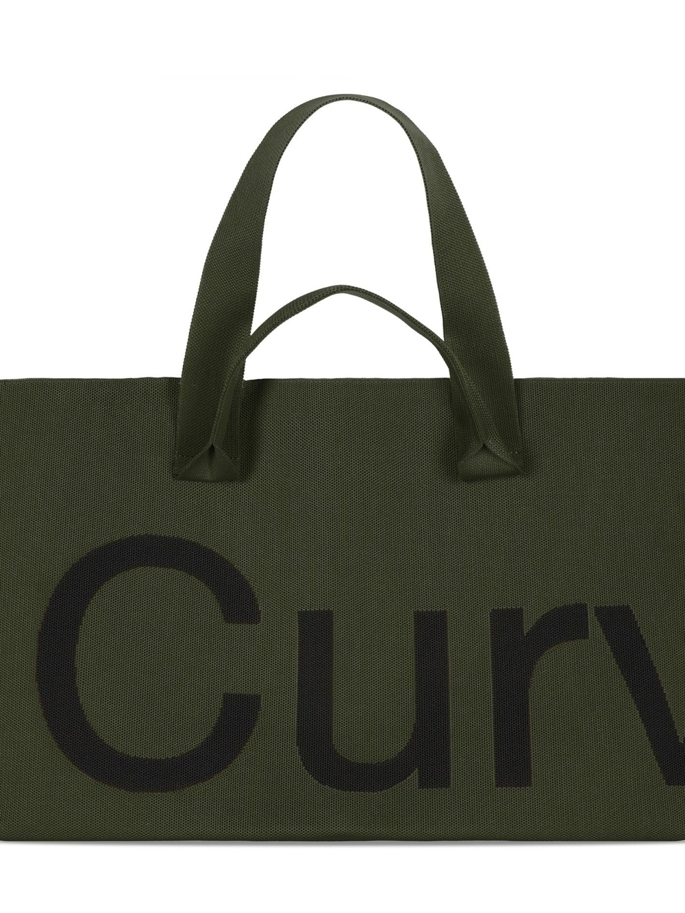Curves Two-Tone Knit Tote (Deep Olive/Black)